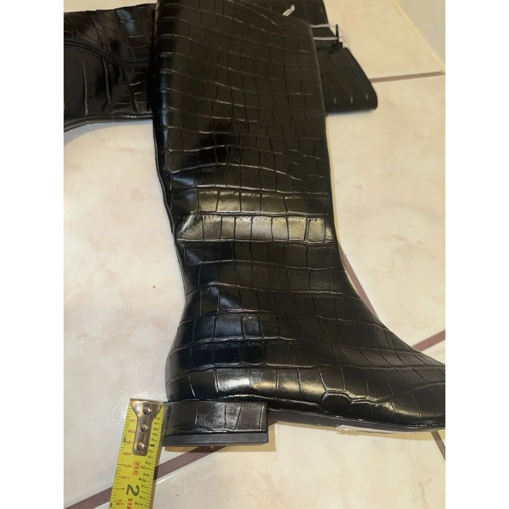 NWOB Gianni Bini Woman's Sharri Crocodile Embossed Leather Black Boots Sz 7.5 - Picture 8 of 8